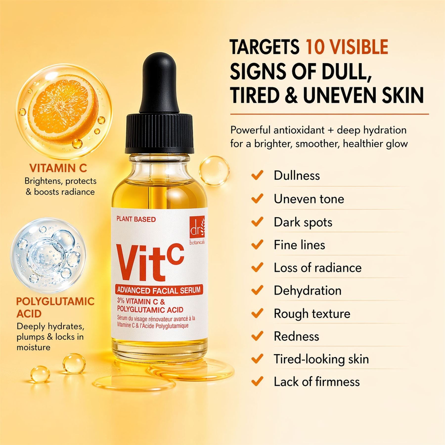 Advanced Facial Serum with 3% Vitamin C & Polyglutamic Acid 30ml