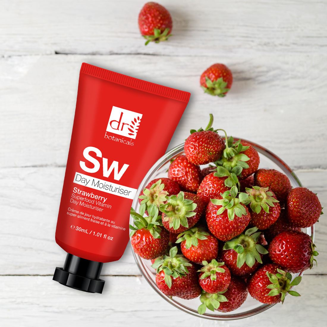 Duo de soins hydratants de jour vitaminés à la fraise et aux superaliments