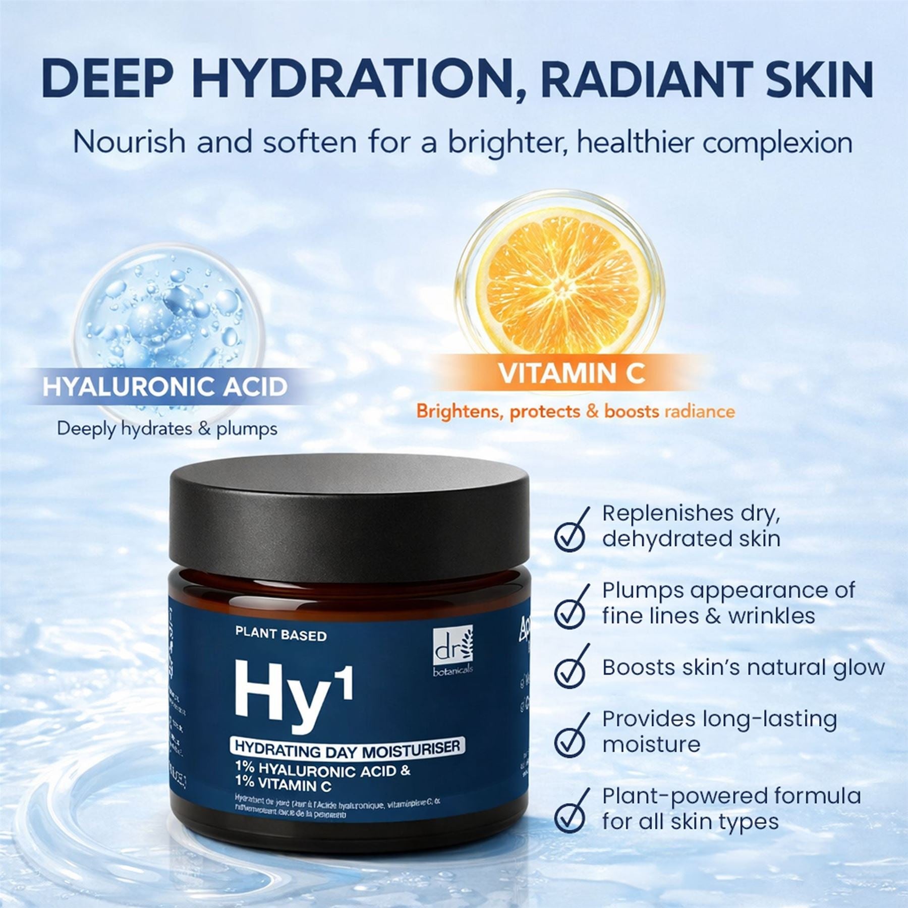 Hydrating Day Moisturiser with 1% Hyaluronic Acid & 1% Vitamin C 60ml Duo Set