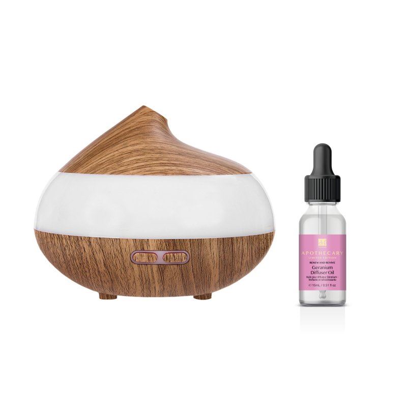 Wooden Aroma Diffuser + Geranium Oil Kit