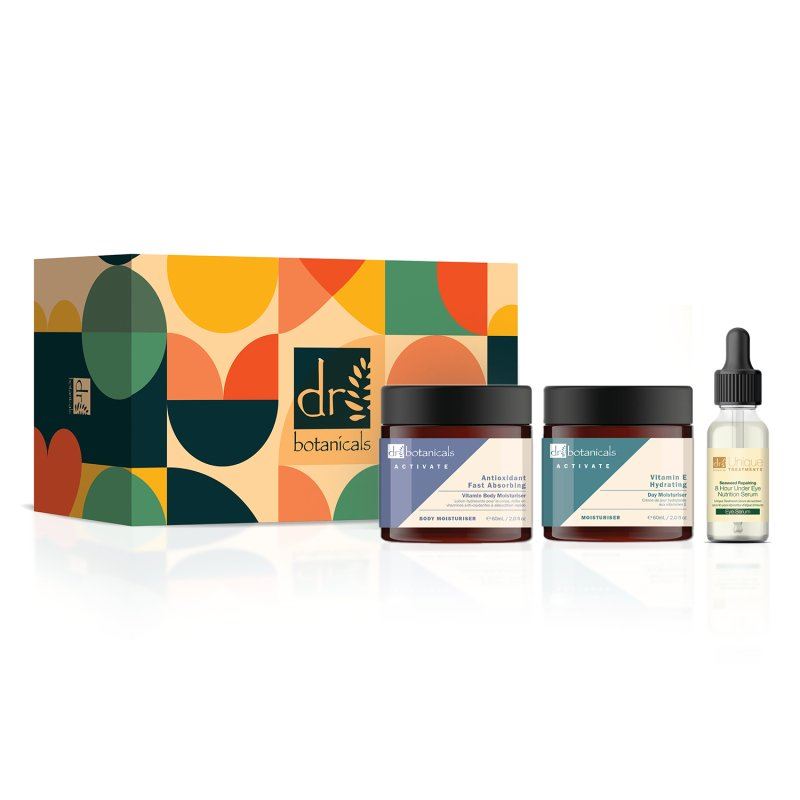 Dr Botanicals Antioxidant Body Moisturiser, Vitamin E Day Moisturiser & Seaweed Serum
