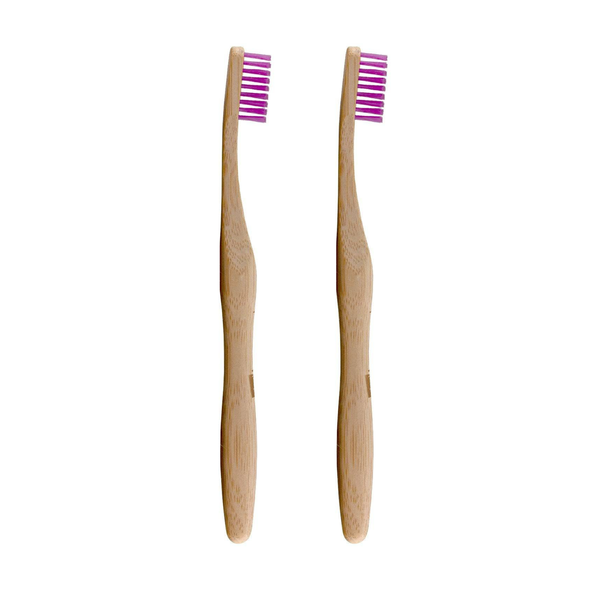 Pack économique de brosses à dents en bambou Dr Botanicals Purple Twin