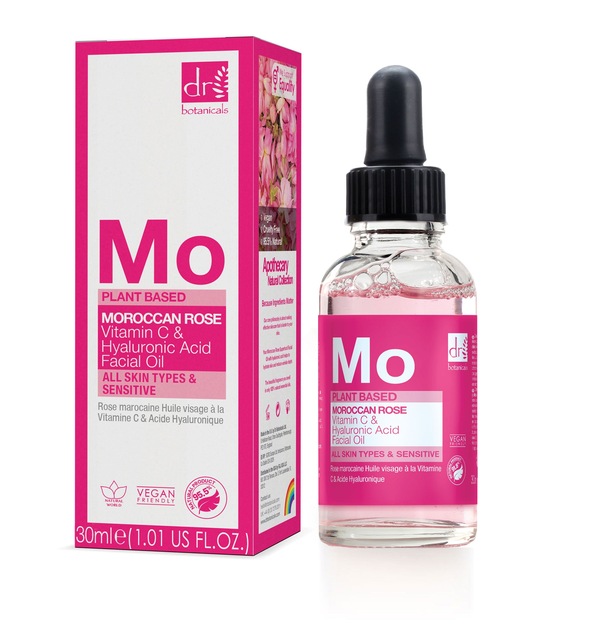 Aceite Facial de Rosa Marroquí con Ácido Hialurónico y Vitamina C 15ml + 30ml