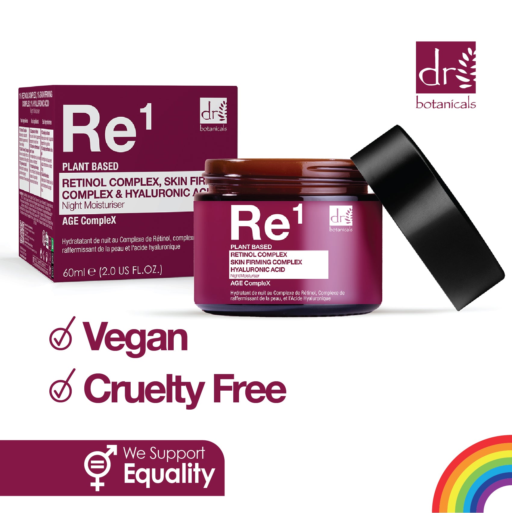 Complexe de rétinol 1 %, complexe raffermissant pour la peau 1 % et acide hyaluronique 1 % Crème hydratante de nuit 60 ml