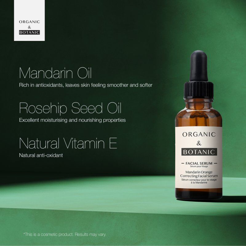 Sérum correcteur visage à la mandarine - 30 ml - Éclaircissant et hydratant avec de la vitamine C, de l'aloe vera et de l'argousier pour une peau radieuse et uniforme