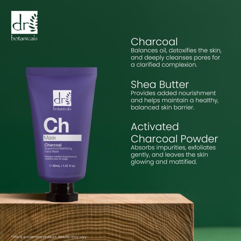 Masque visage matifiant aux superaliments au charbon de bois