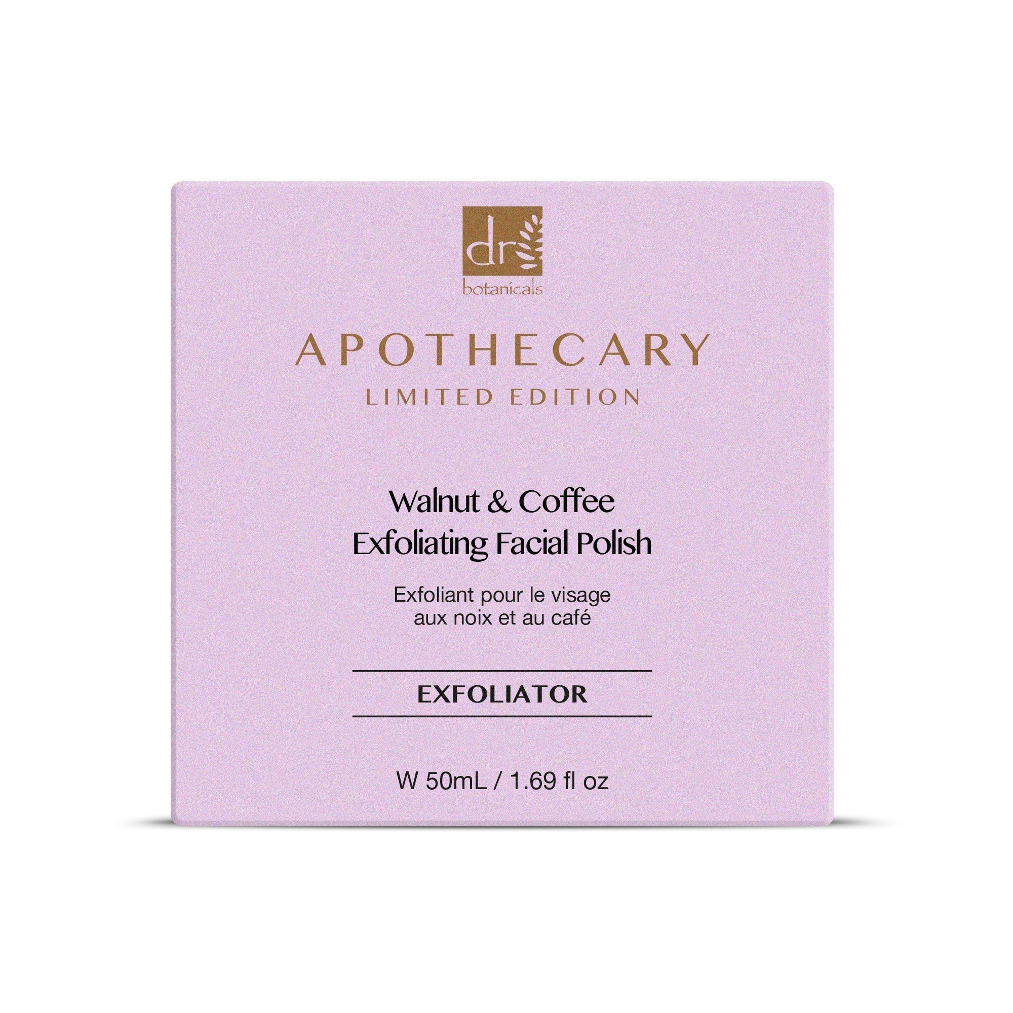 Pack double exfoliant visage à la noix et au café Dr Botanicals 50 ml