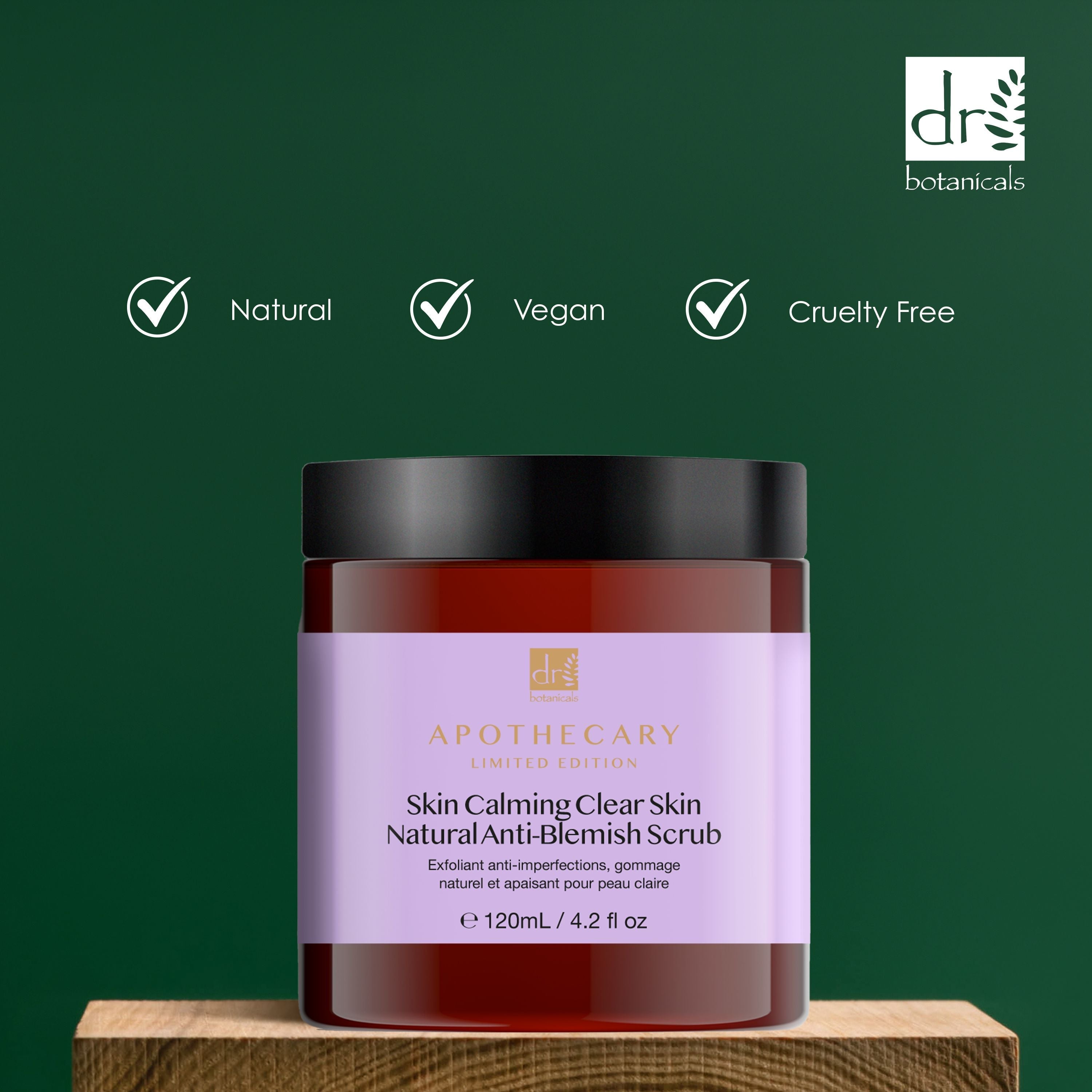 Pack double économique Dr Botanicals Skin Calming Clear Skin Gommage naturel anti-imperfections 120 ml