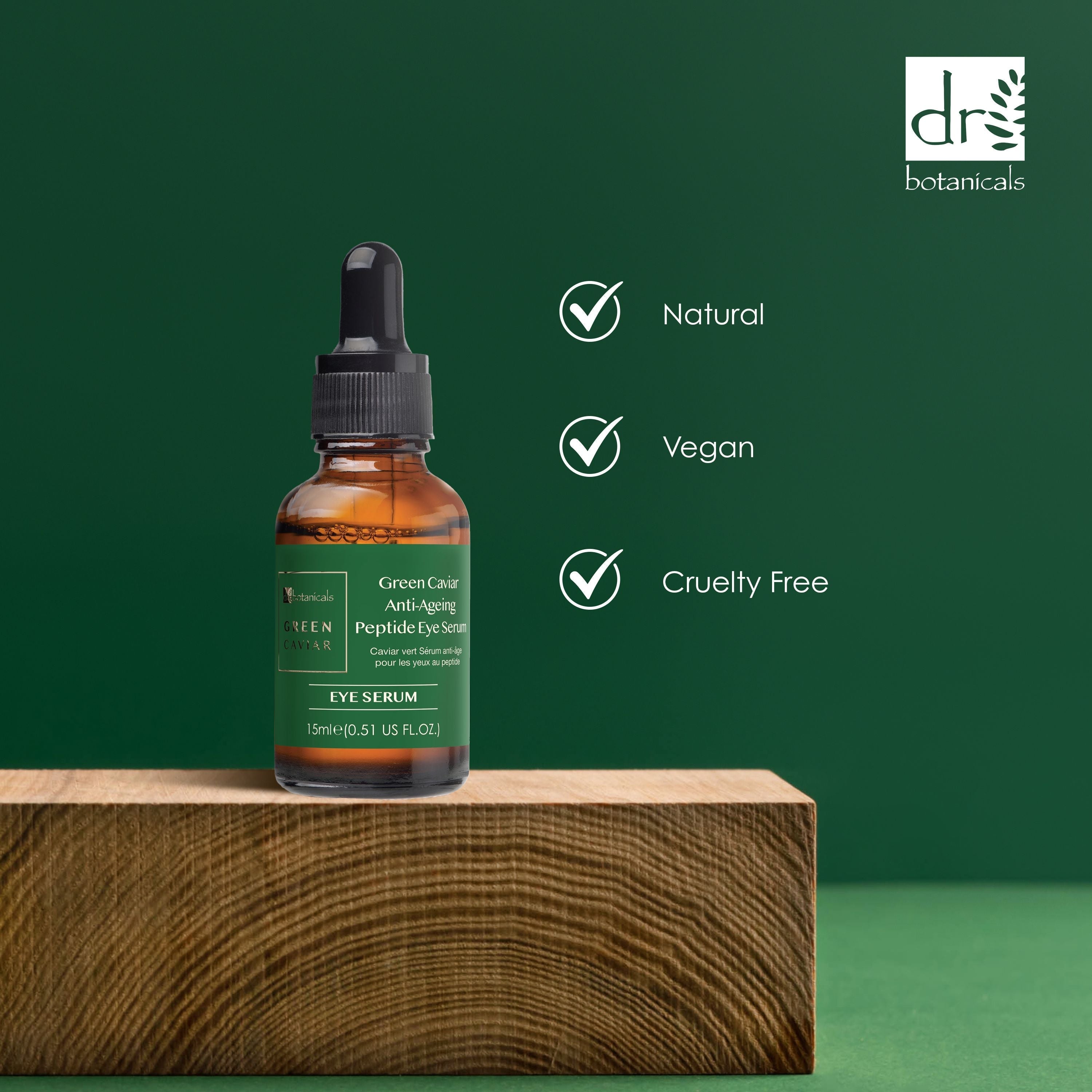 Pack économique double sérum contour des yeux aux peptides anti-âge Green Caviar de Dr Botanicals 15 ml