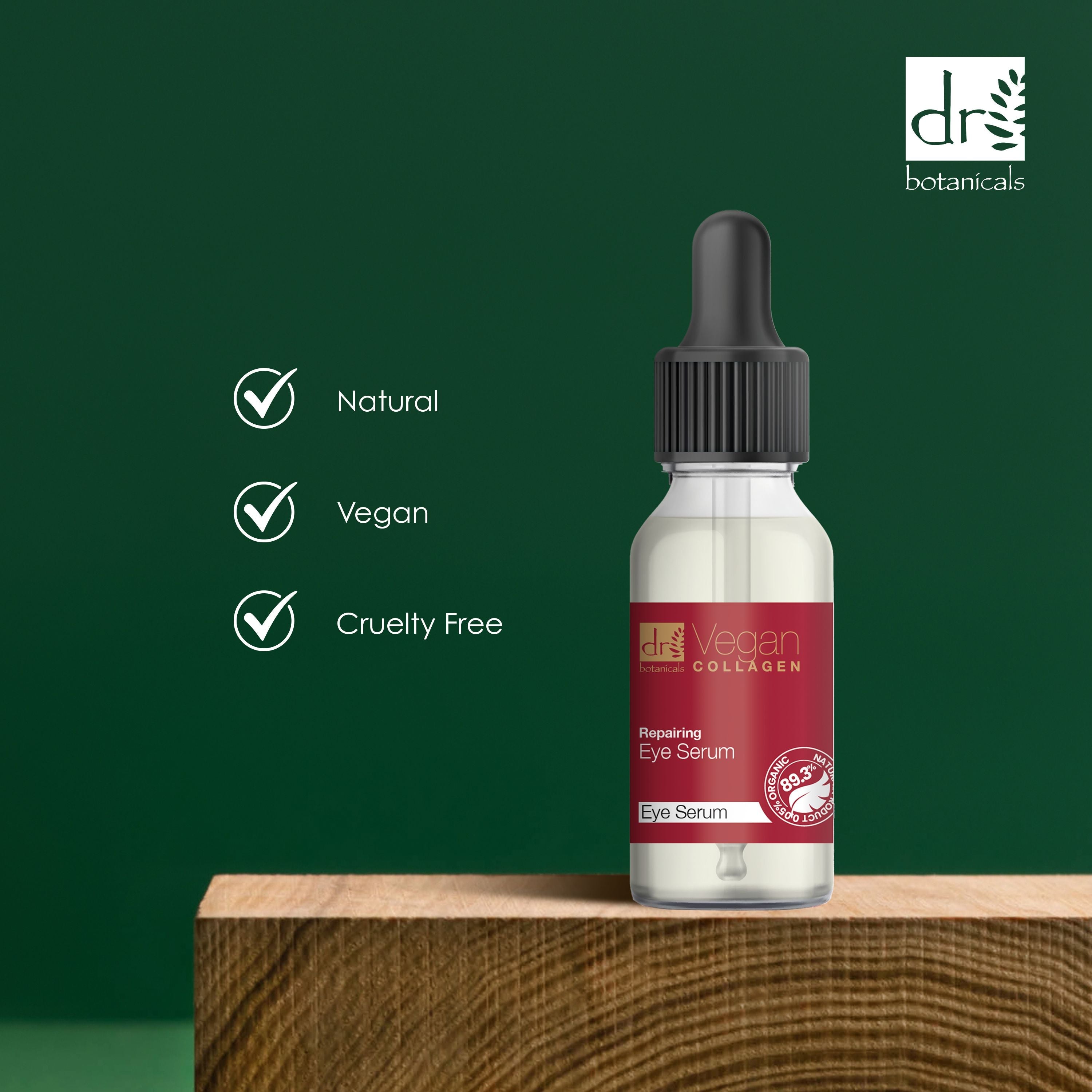 Lot de 2 sérums réparateurs pour les yeux au collagène végétalien de Dr Botanicals 15 ml