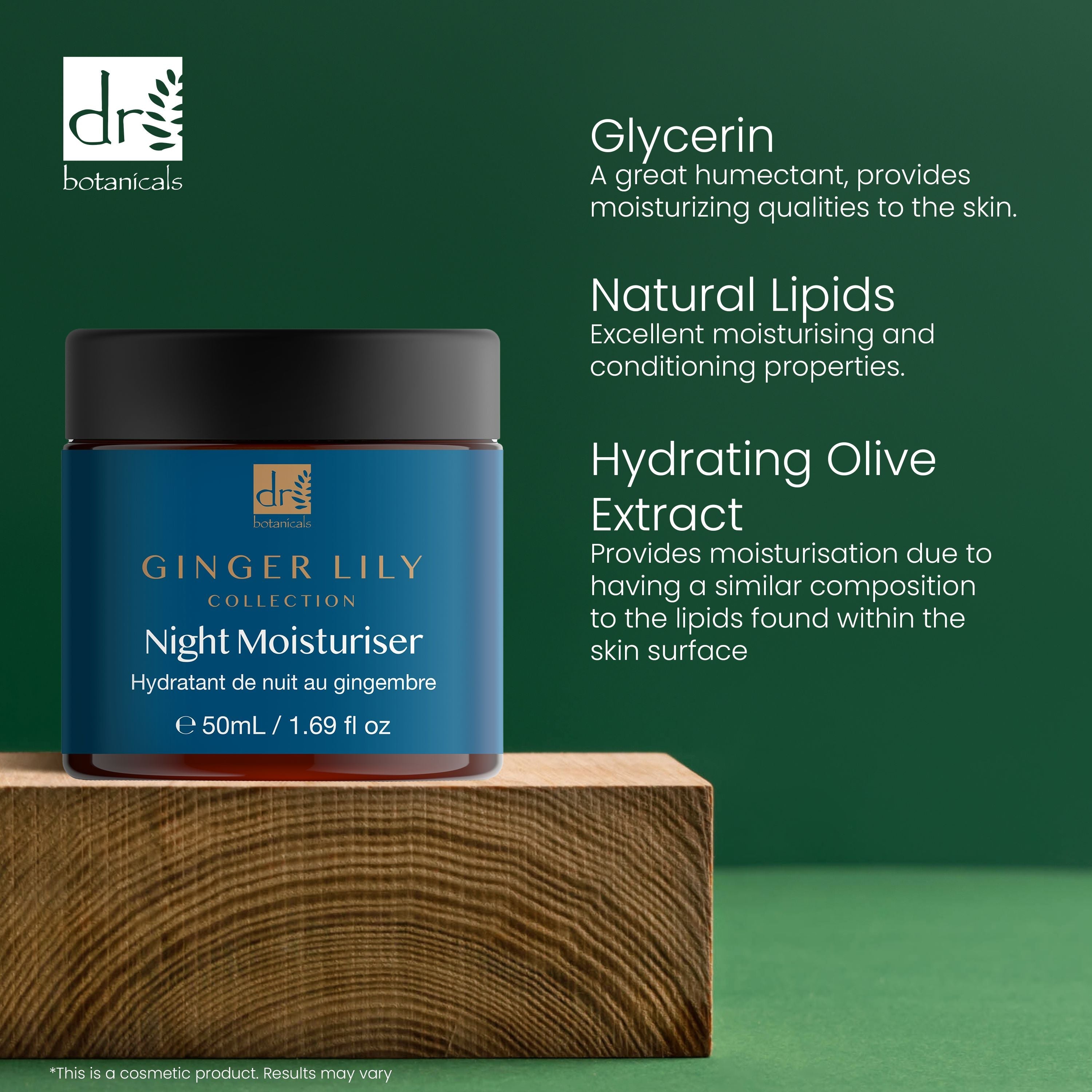 Pack économique double hydratant de nuit Gingerlily de Dr Botanicals 50 ml