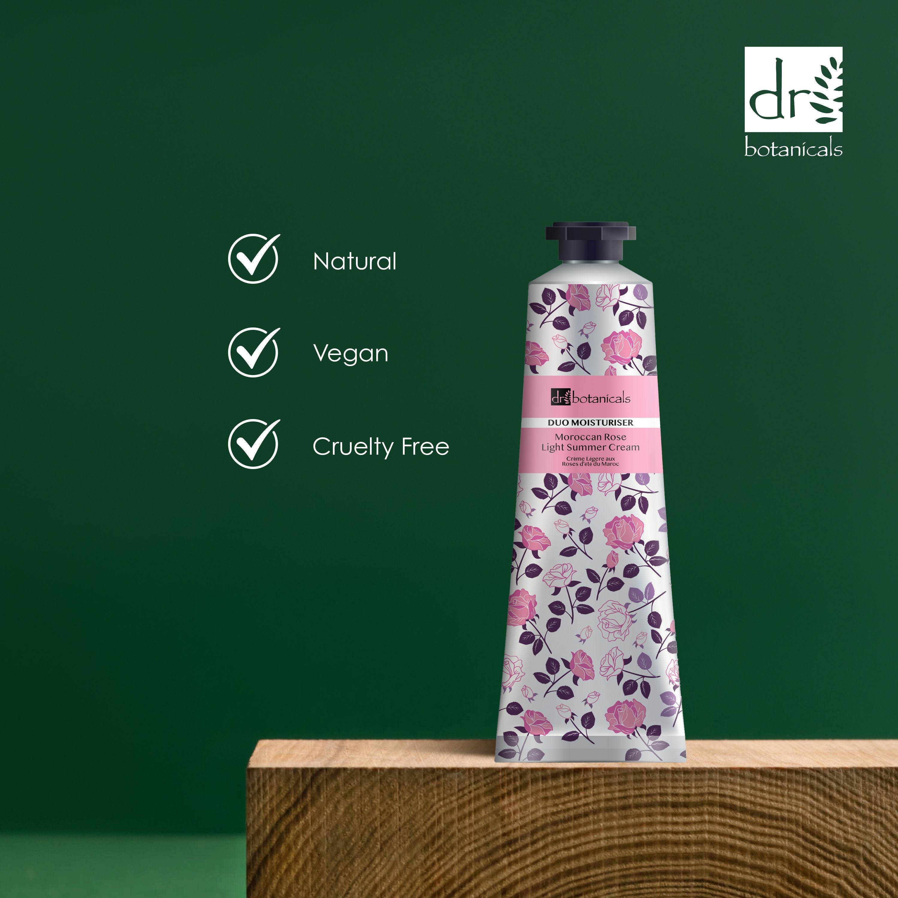 Pack économique double crème d'été légère à la rose marocaine Dr Botanicals 50 ml