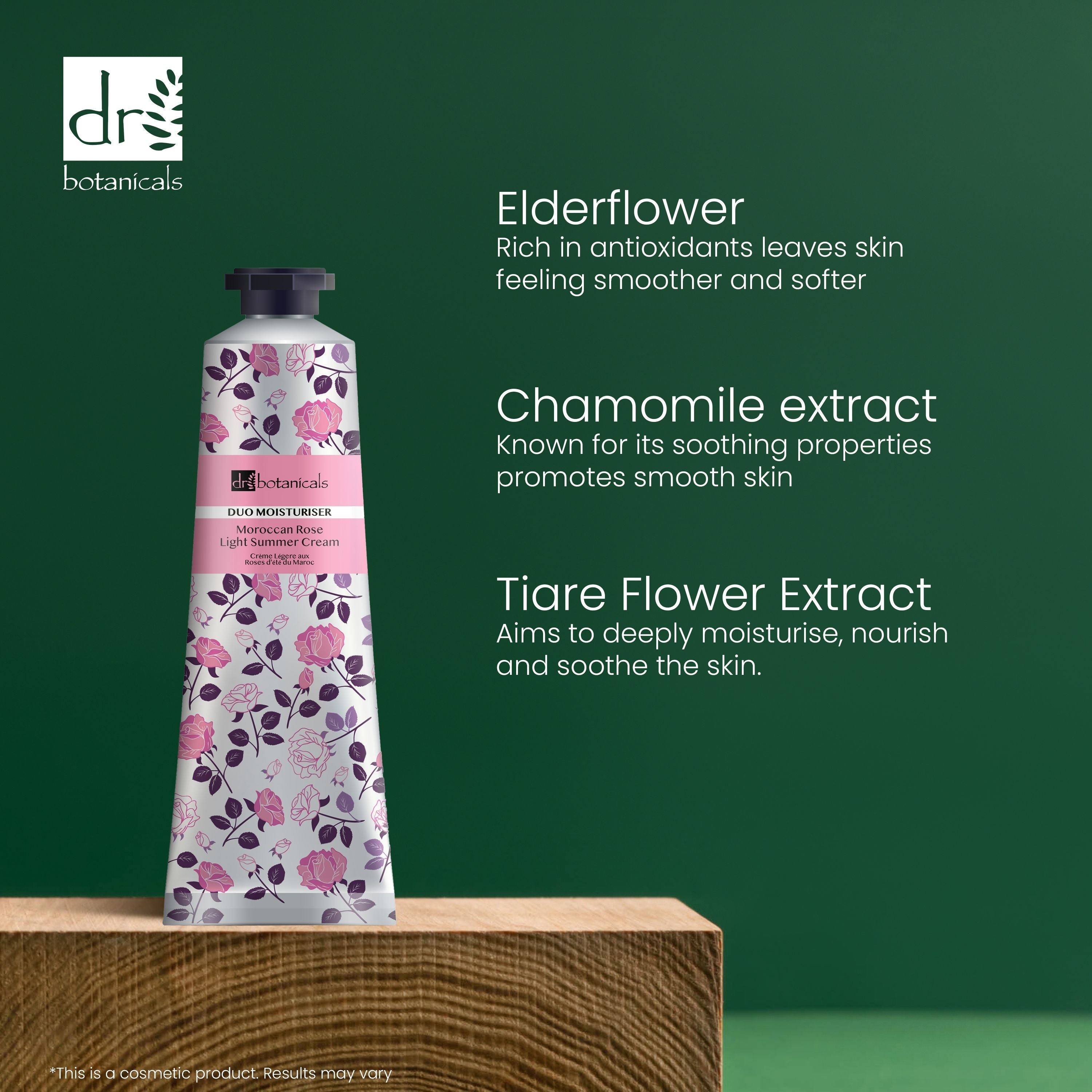 Pack économique double crème d'été légère à la rose marocaine Dr Botanicals 50 ml