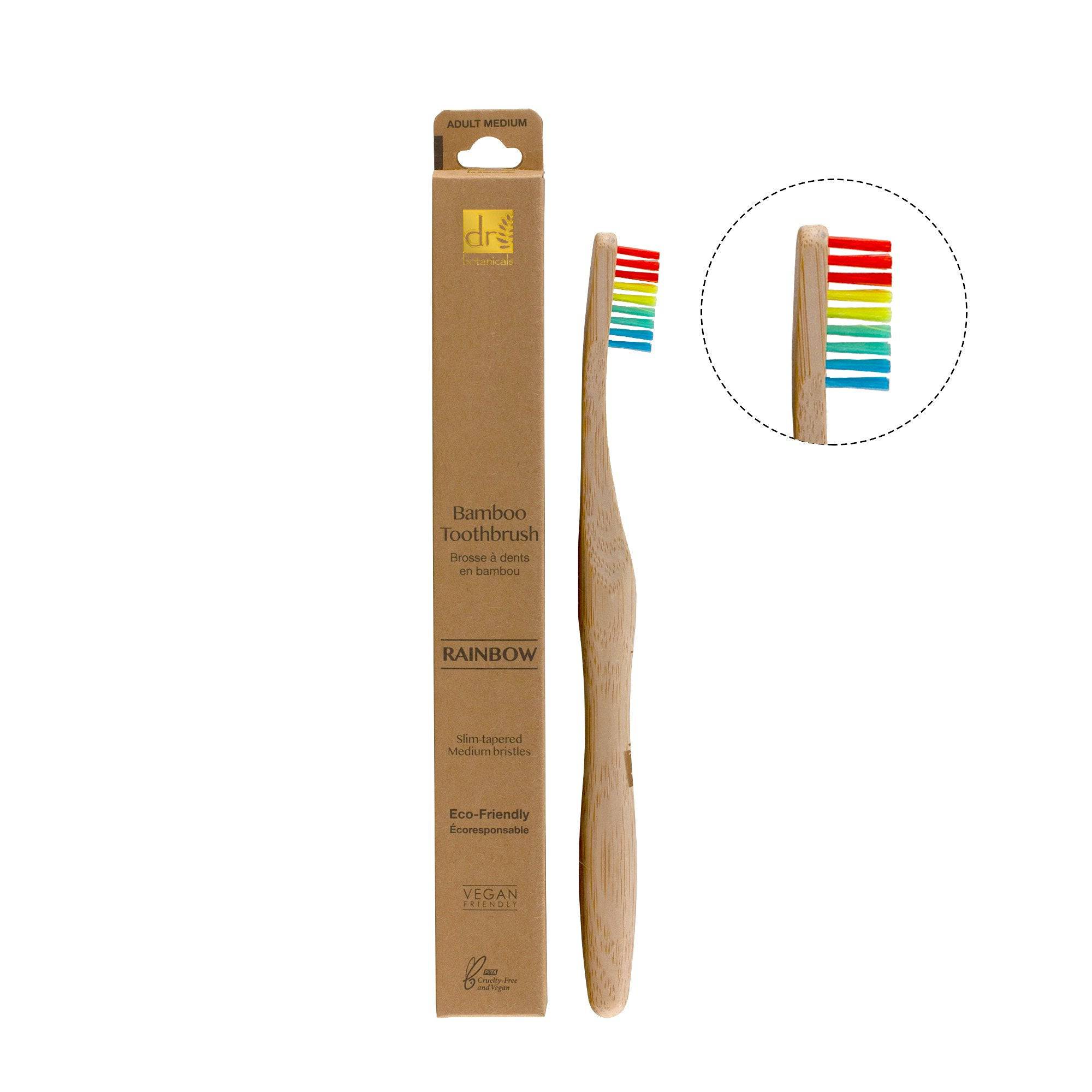 Pack économique de brosses à dents en bambou Dr Botanicals Rainbow Twin