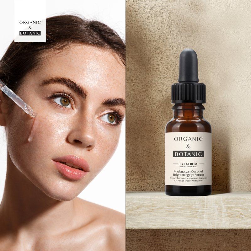 Sérum contour des yeux à la noix de coco de Madagascar - 15 ml - Hydratant et décongestionnant à l'aloe vera et à la vitamine E pour des yeux rafraîchis et plus jeunes