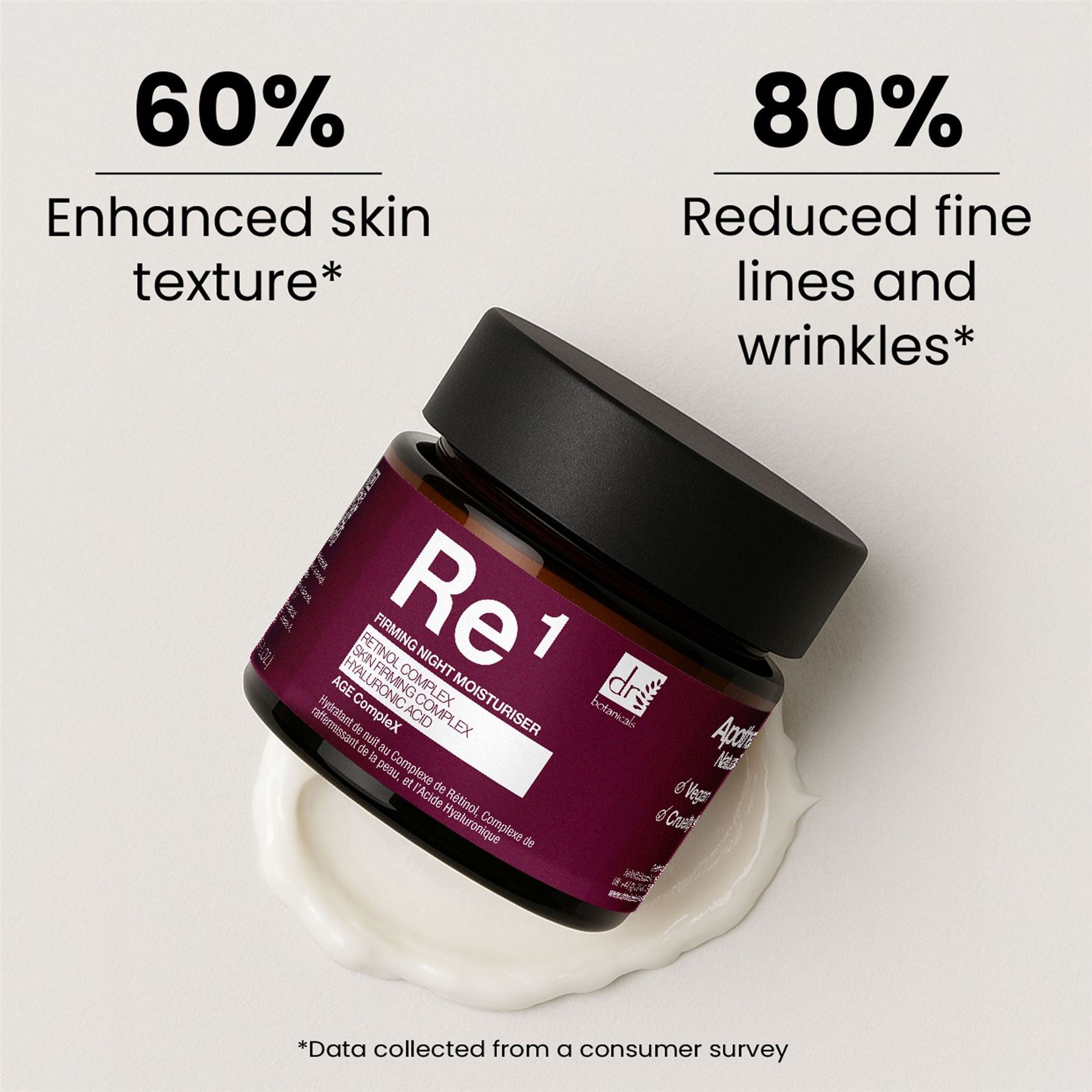 Complexe de rétinol 1 %, complexe raffermissant pour la peau 1 % et acide hyaluronique 1 % Crème hydratante de nuit 60 ml