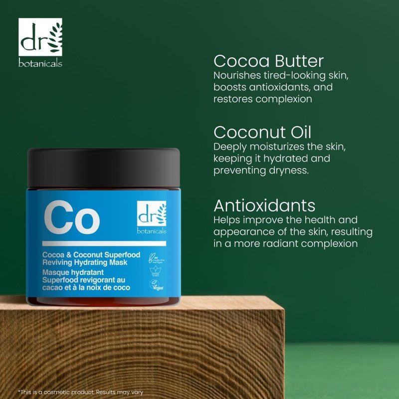 Masque hydratant revitalisant aux superaliments au cacao et à la noix de coco 60 ml 