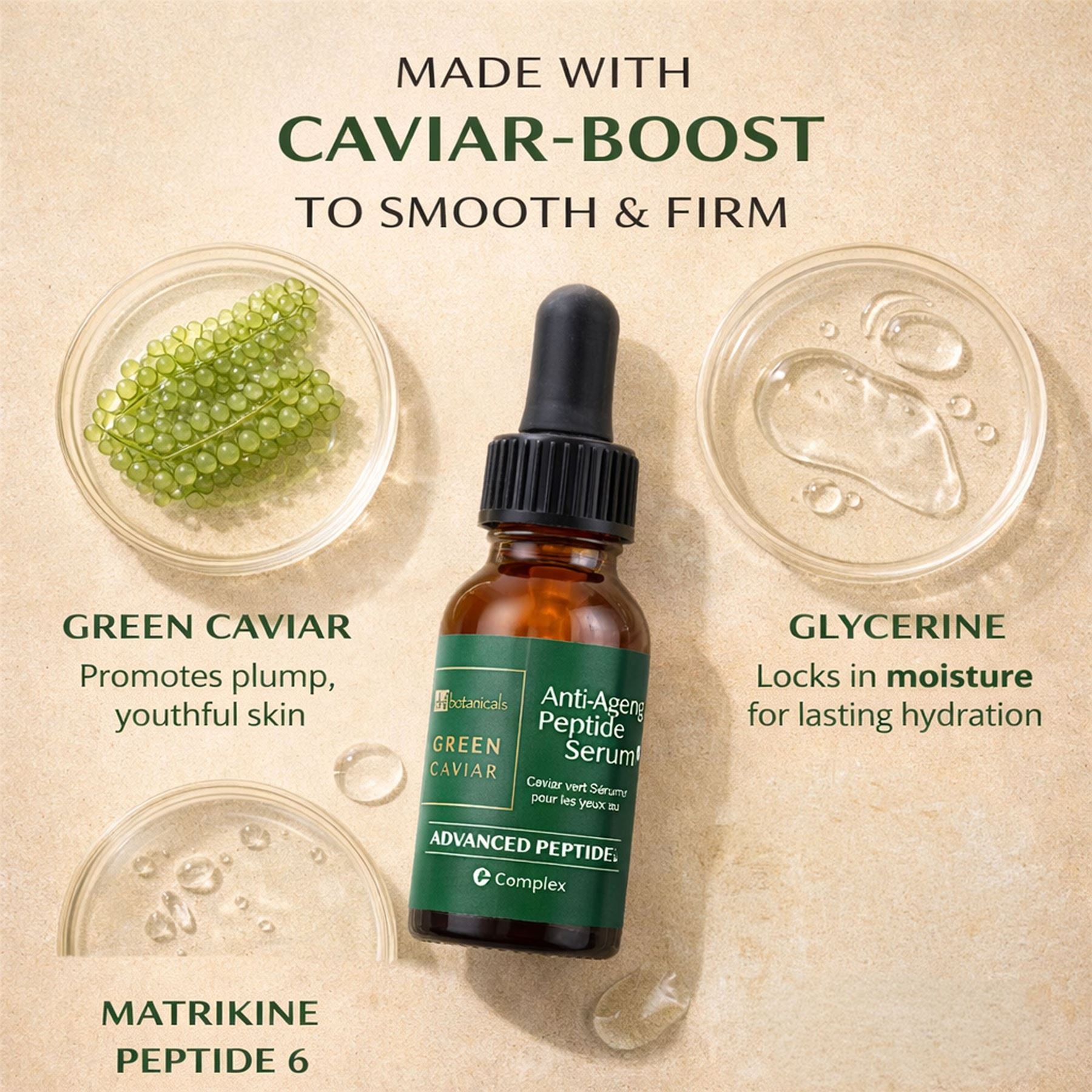 Sérum contour des yeux aux peptides anti-âge Green Caviar 15 ml