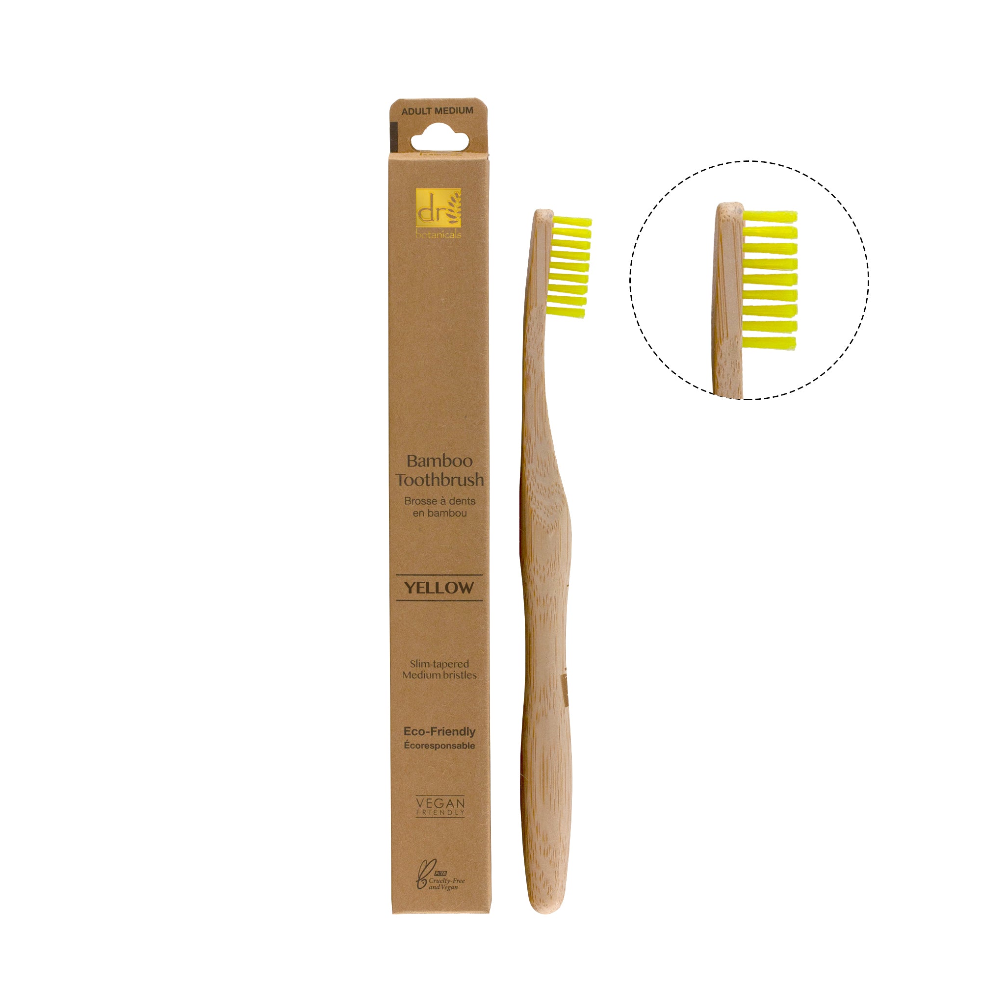 Brosse à dents en bambou recommandée par DB : bleu + arc-en-ciel + jaune