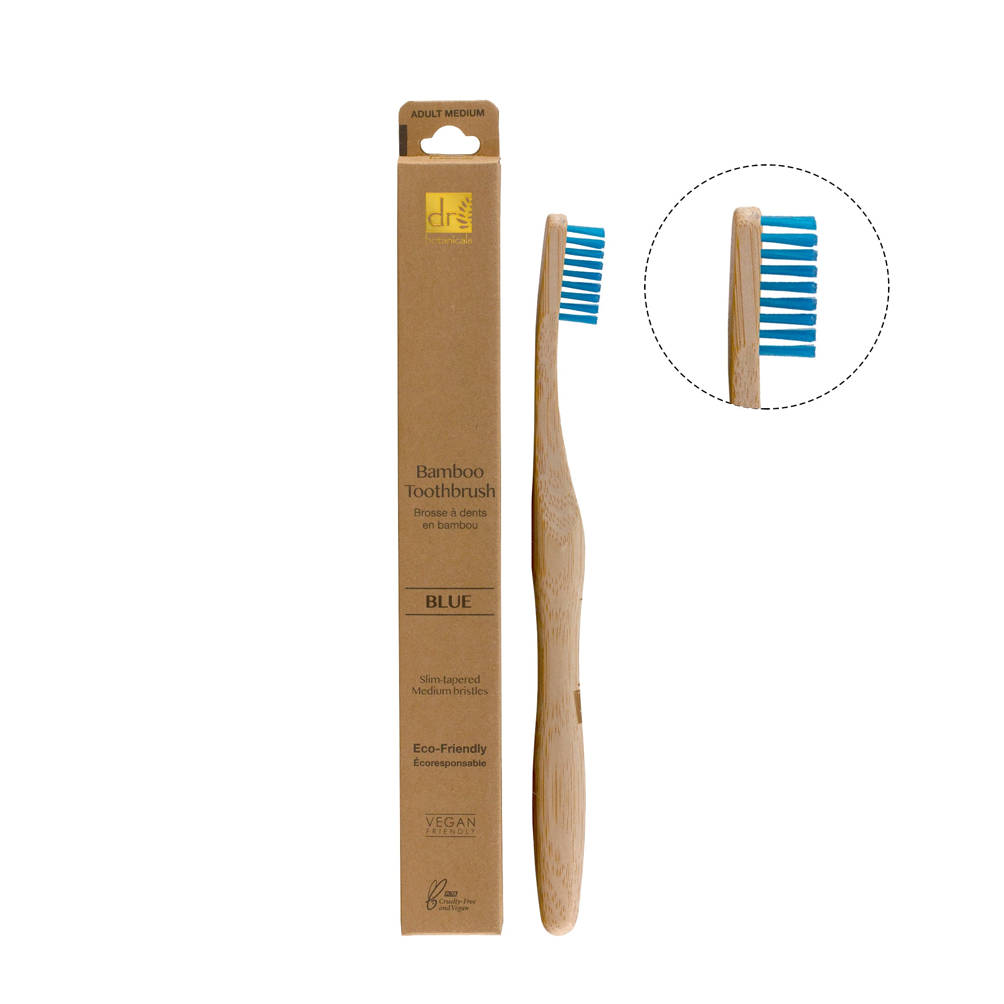 Brosse à dents en bambou recommandée par DB : bleu + arc-en-ciel + jaune