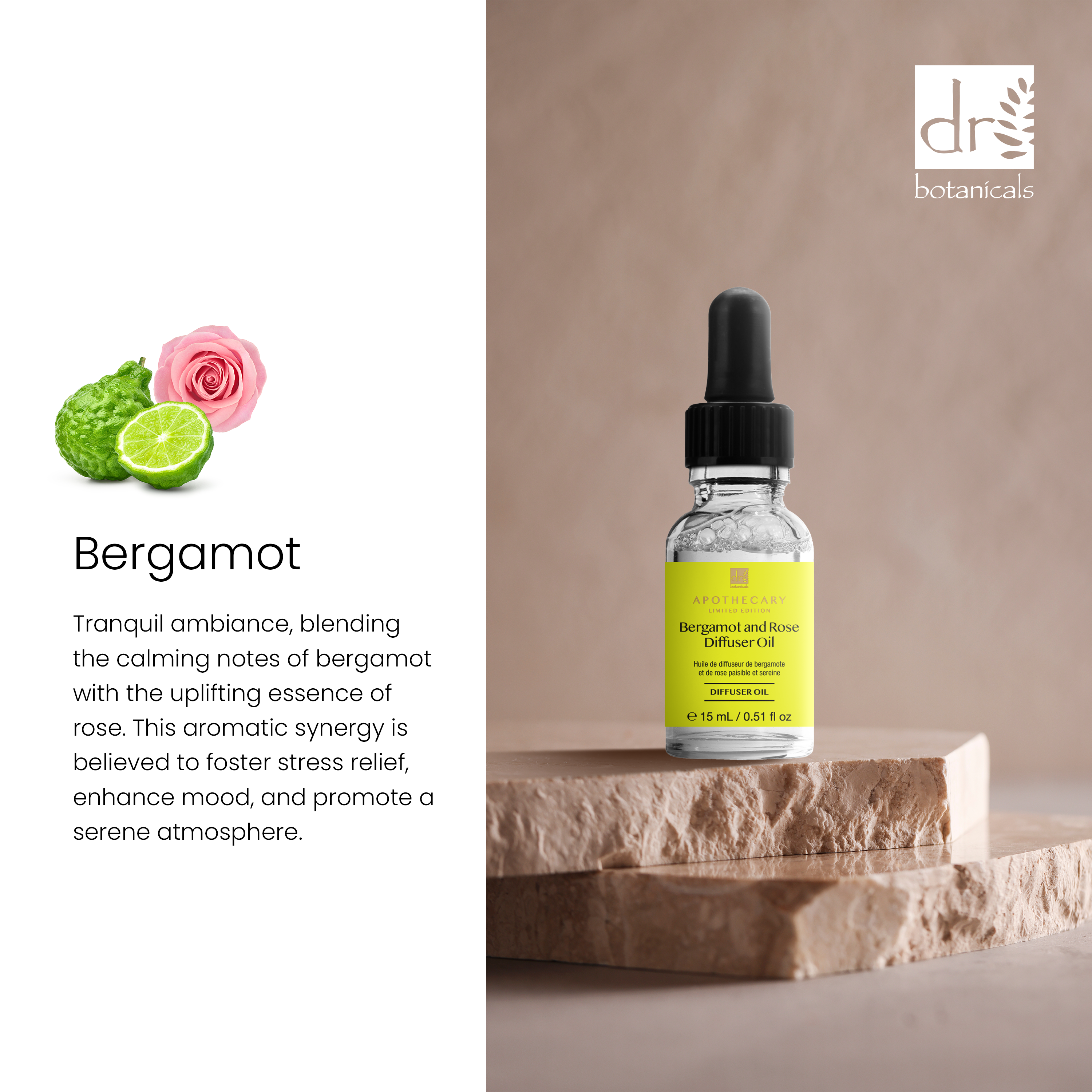 Peaceful & Serene Bergamot & Rose Diffuser Oil 15ml