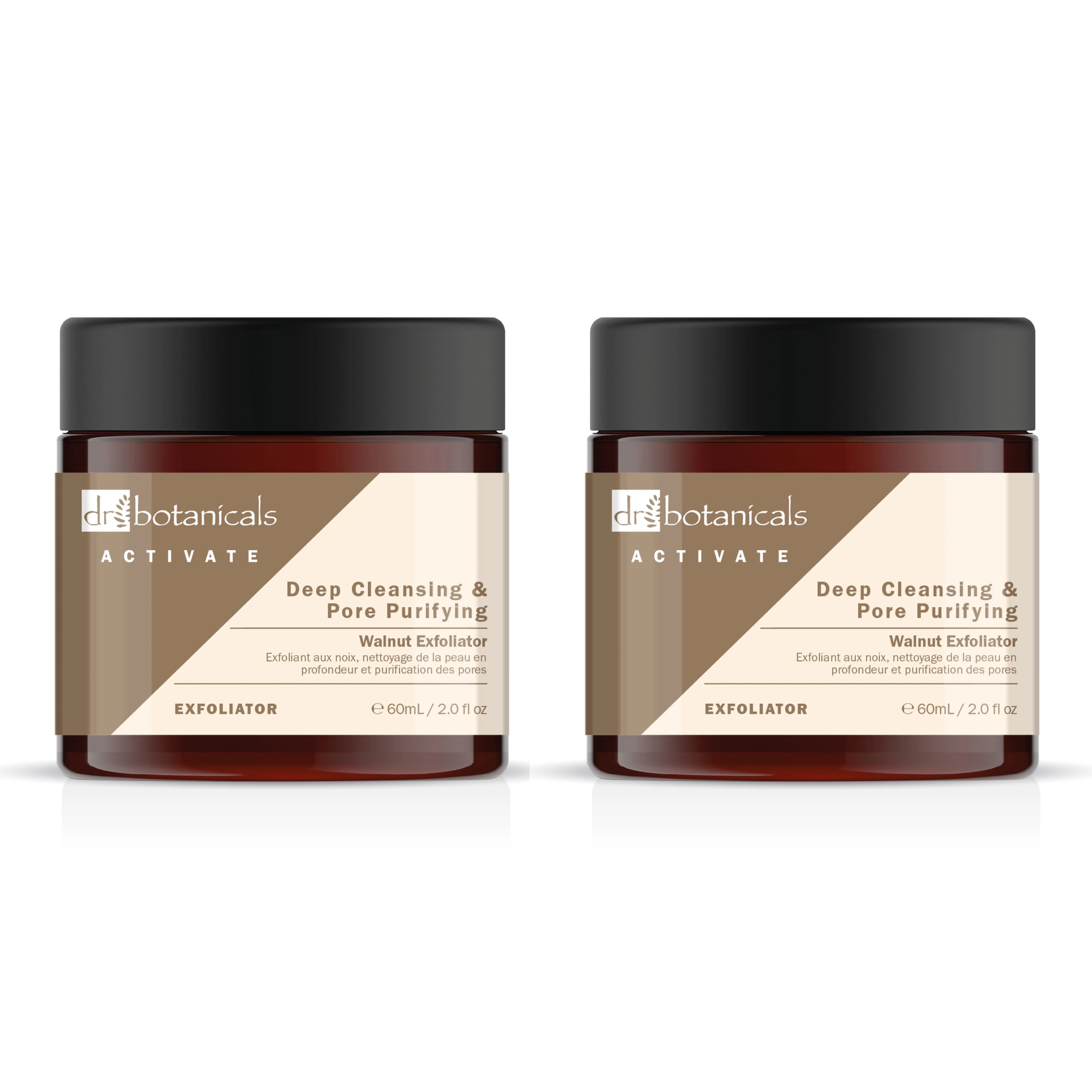 Dr Botanicals Activate Deep Cleansing & Pore Purifying Walnut Exfoliator 60ml Twin Value Savings Pack