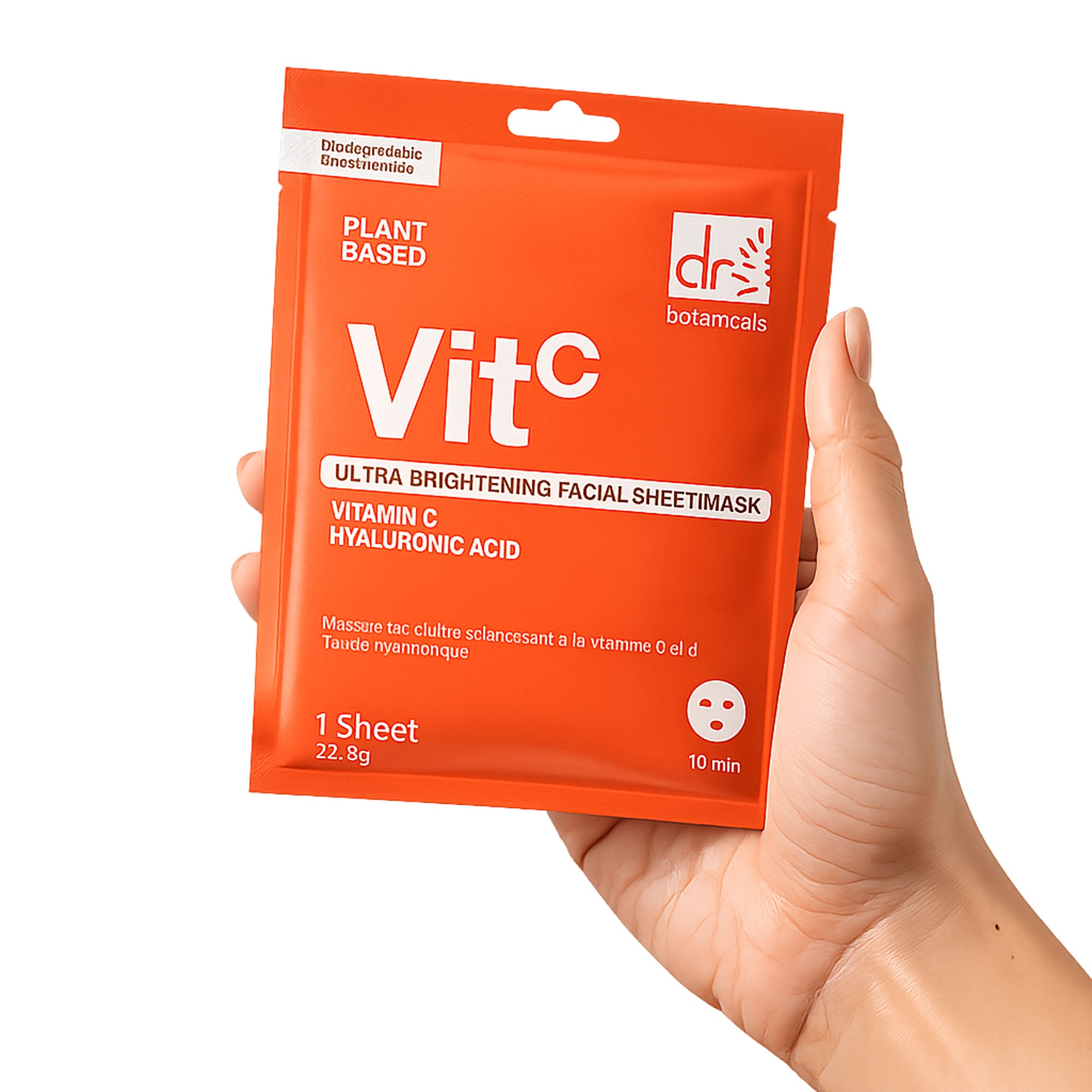 Dr Botanicals Ultra Brightening Facial Mask with Vitamin C and Hyaluronic Acid Pack of 10