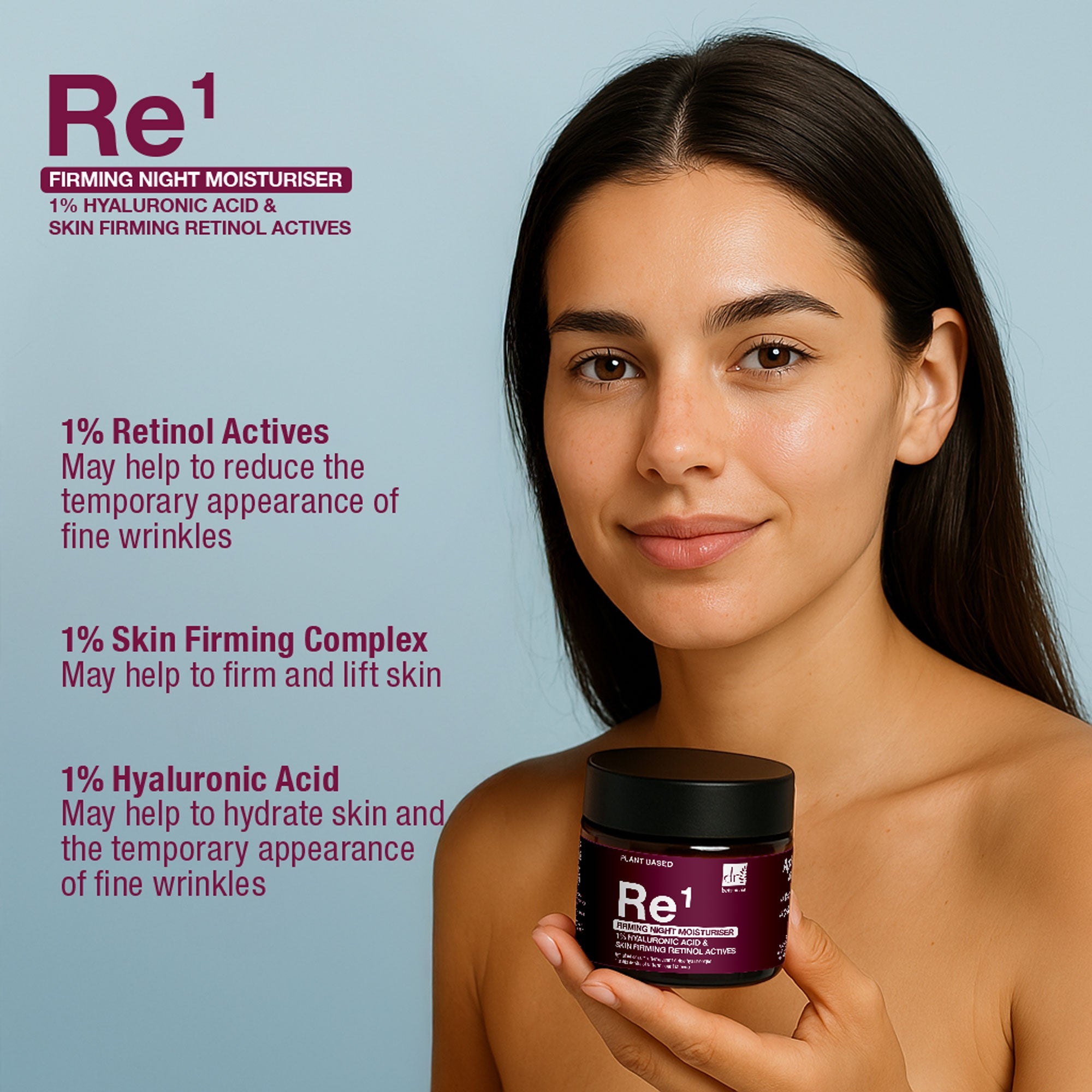 Dr Botanicals Firming Night Moisturiser with 1% Hyaluronic Acid & Skin Firming Retinol Actives 60ml