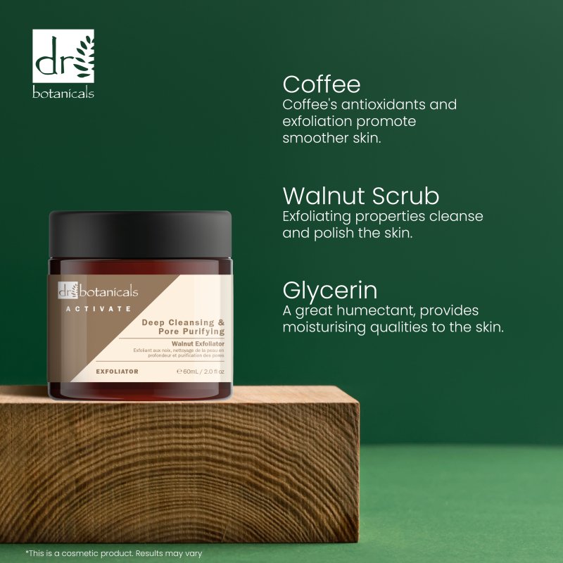 Activate Deep Cleansing And Pore Purifying Walnut Exfoliator 60ml - Dr Botanicals