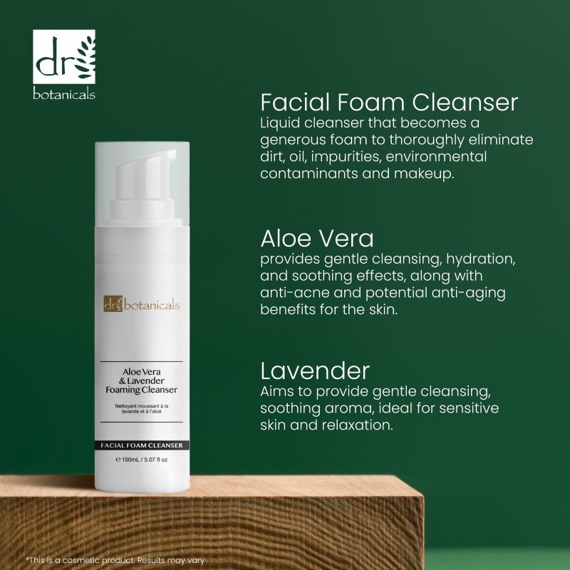 Aloe Vera & Lavender Facial Foaming Cleanser 150ml - Dr Botanicals