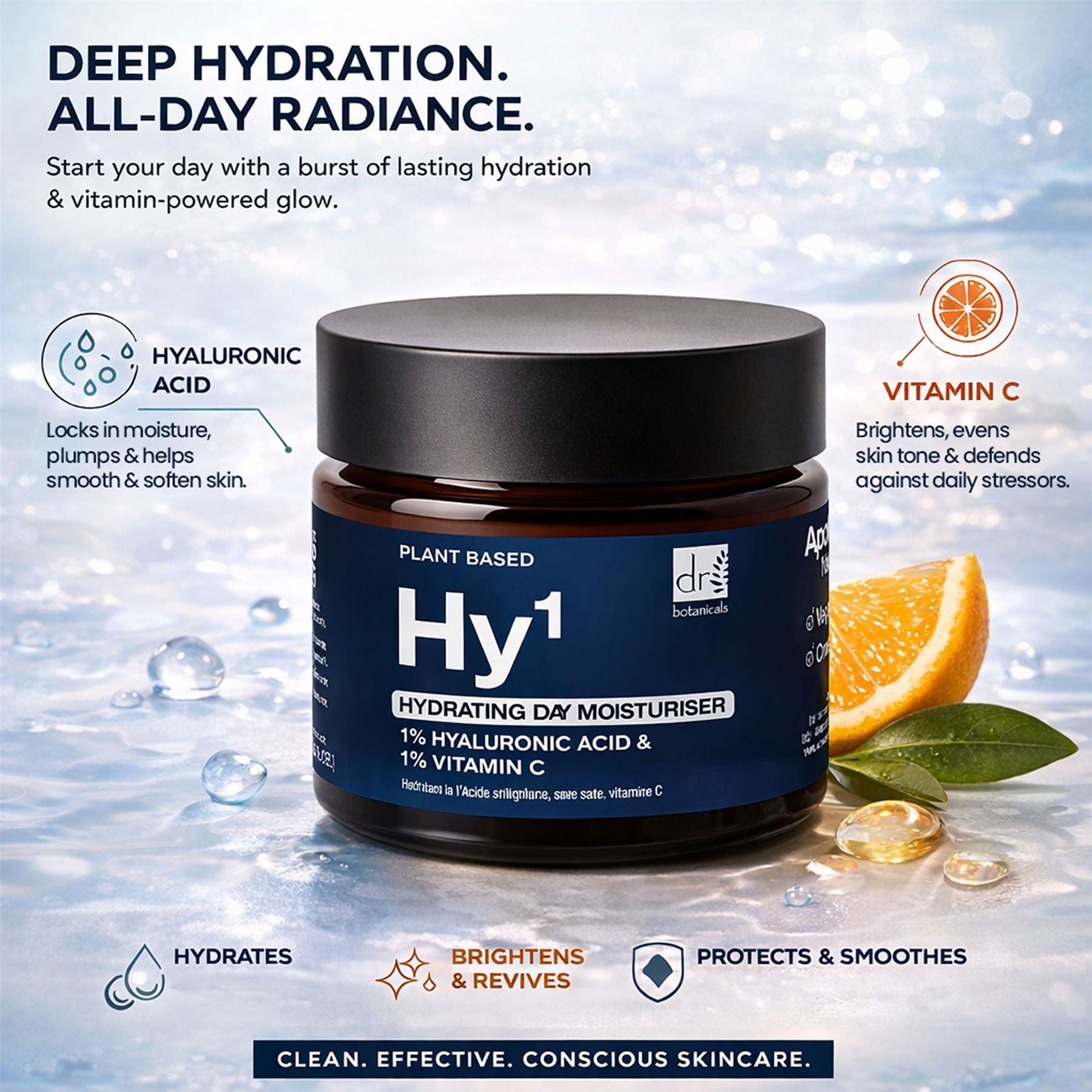 Hydrating Day Moisturiser with 1% Hyaluronic Acid & 1% Vitamin C  60ml Duo Set