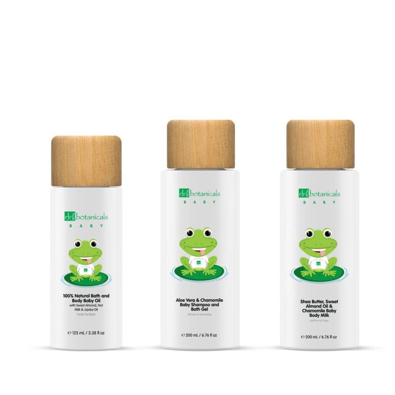 Baby Collection Shampoo & Bath Gel, Body Oil & Milk Kit - Dr Botanicals