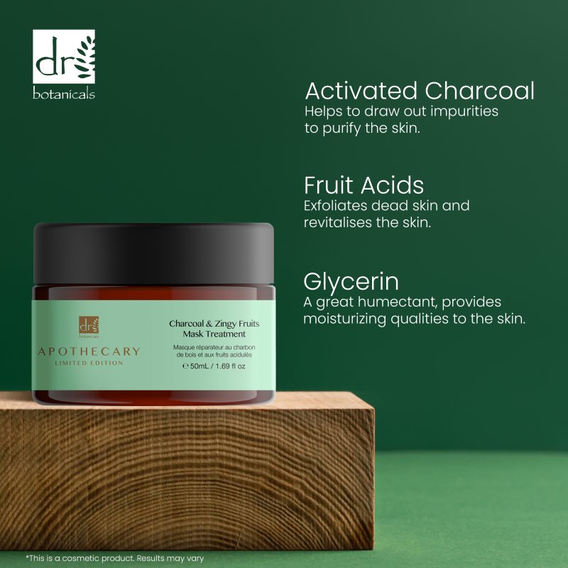 Charcoal & Zingy Fruits Treatment Mask 50ml - Dr Botanicals