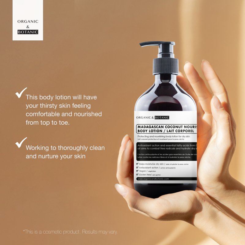 Lotion corporelle à la noix de coco de Madagascar - 250 ml - Hydratante et nourrissante en profondeur avec de l'huile de noix de coco pour une peau douce, lisse et éclatante