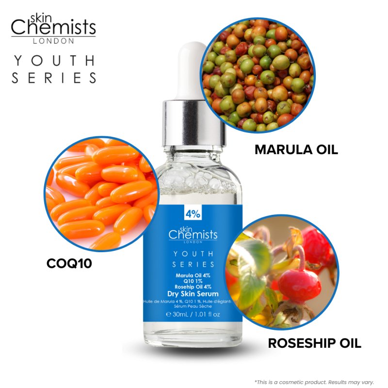 Dry Skin Serum Marulua Oil 4%, Q10 1%, Rosehip Oil 4% 30ml - Dr Botanicals