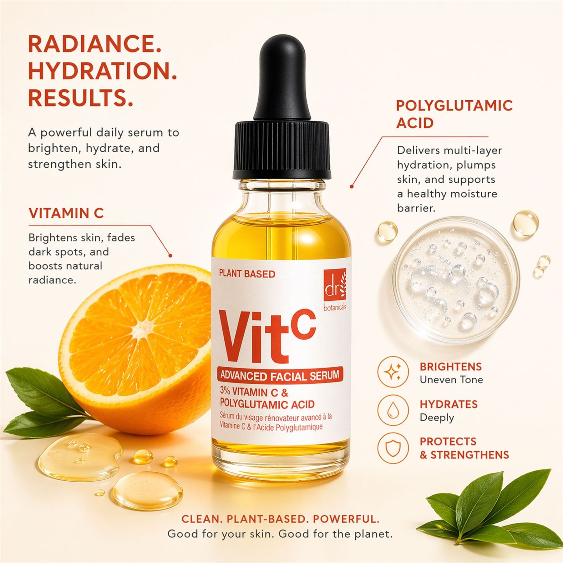 Advanced Facial Serum with 3% Vitamin C &  Polyglutamic Acid 30ml