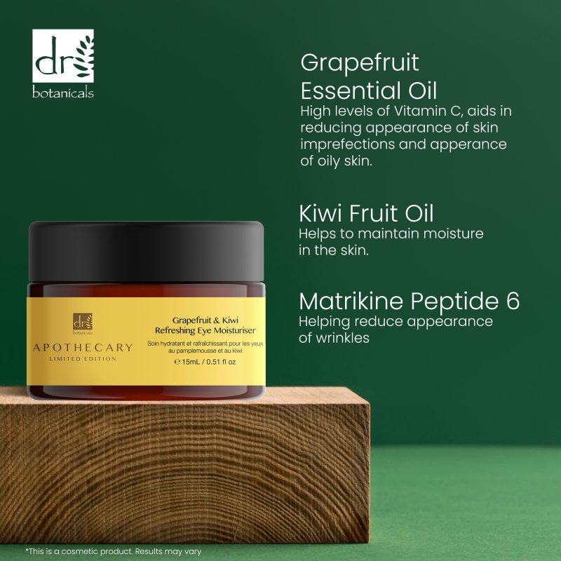 Grapefruit & Kiwi Refreshing Eye Moisturiser 15ml - Dr Botanicals