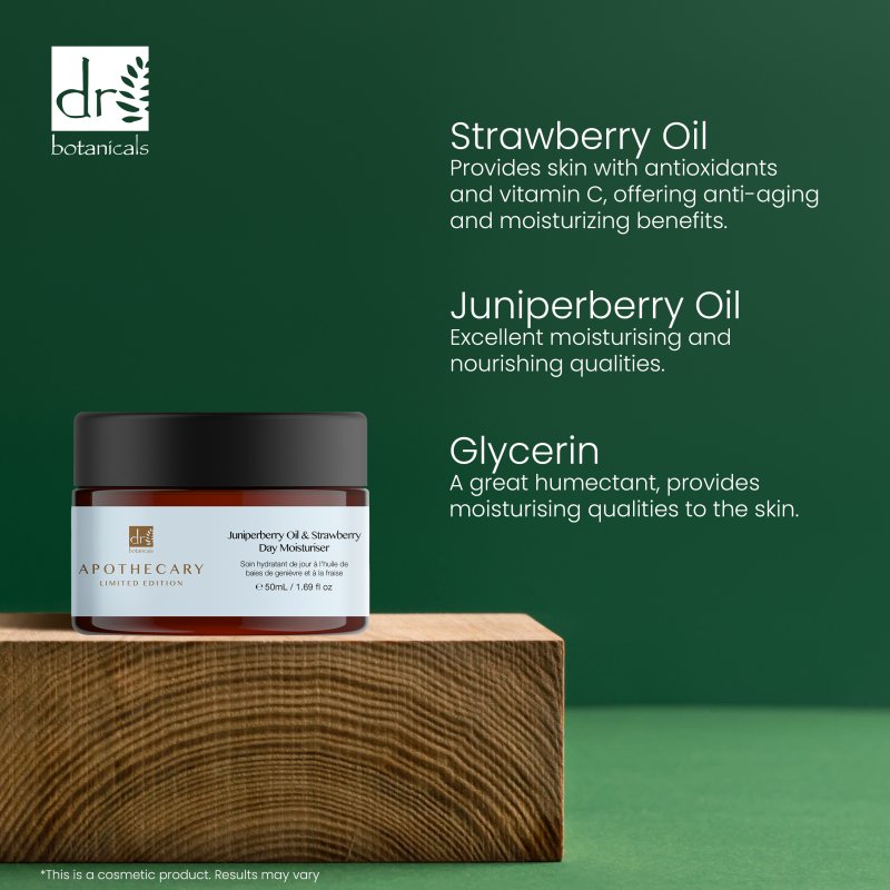 Juniperberry Oil & Strawberry Day Moisturiser 50ml - Dr Botanicals