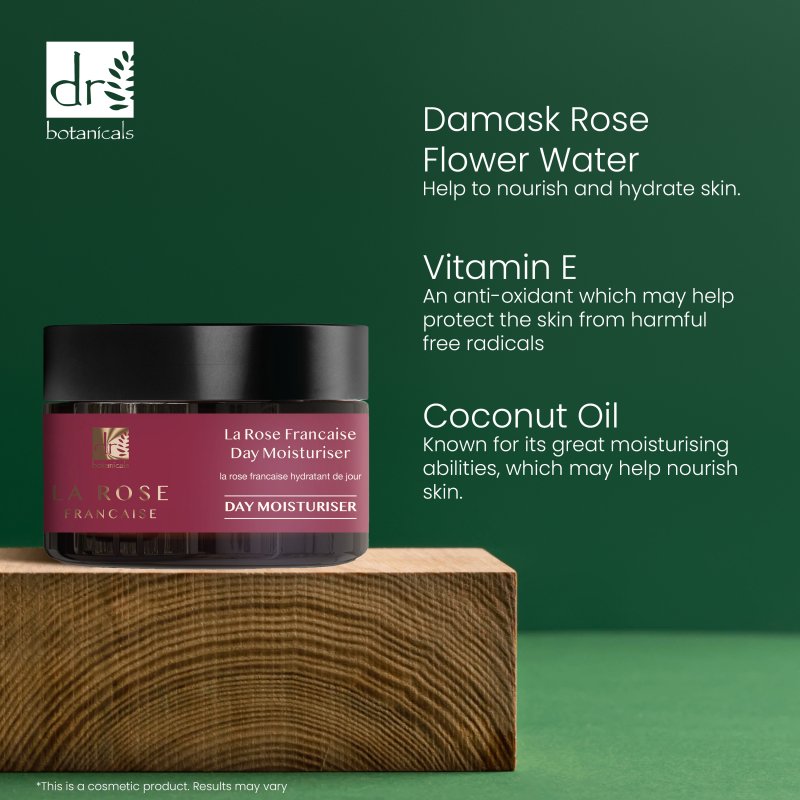 La Rose Française Day Moisturiser, Facial Serum, Eye Serum - Dr Botanicals