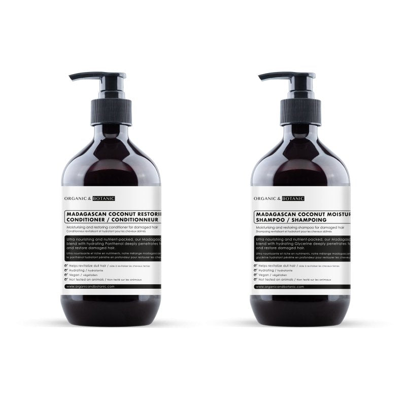 Madagascan Coconut Moisturising Shampoo + Conditioner - Dr Botanicals