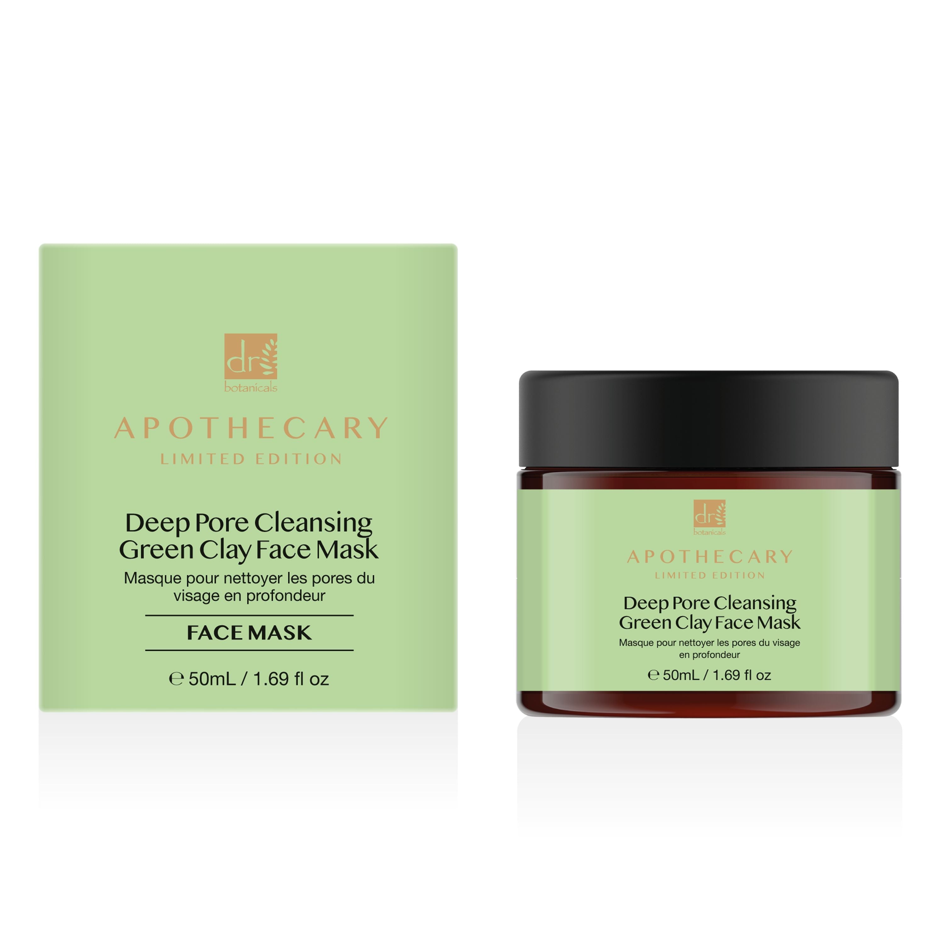 Dr Botanicals Deep Pore Cleansing Green Clay Face Mask 50ml Twin Value Savings Pack