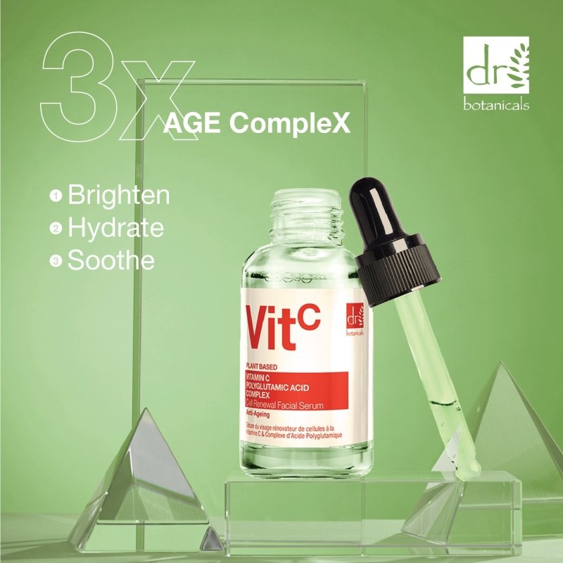 Vitamin C 3% & Polyglutamic Acid Complex 1% & Brightening Facial Serum 30ml - Dr Botanicals