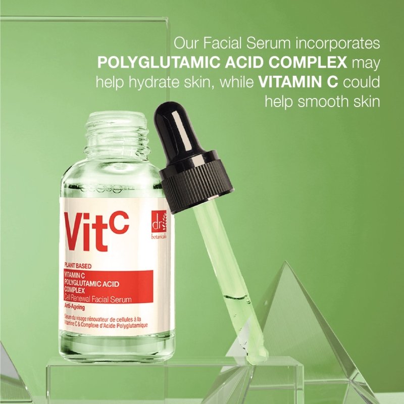 Vitamin C 3% & Polyglutamic Acid Complex 1% & Brightening Facial Serum 30ml - Dr Botanicals