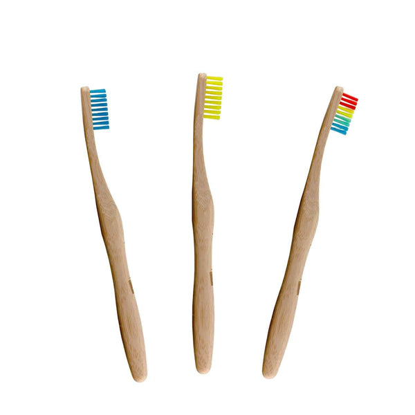 Dr Botanicals Bamboo Toothbrush Kit Blue, Rainbow & Yellow